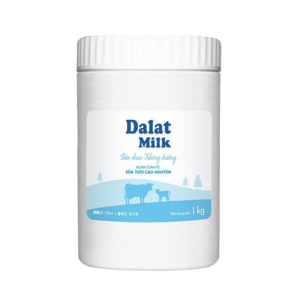 Hũ Sữa Chua Ăn Dalat Milk Không Đường 1Kg trên nền trắng